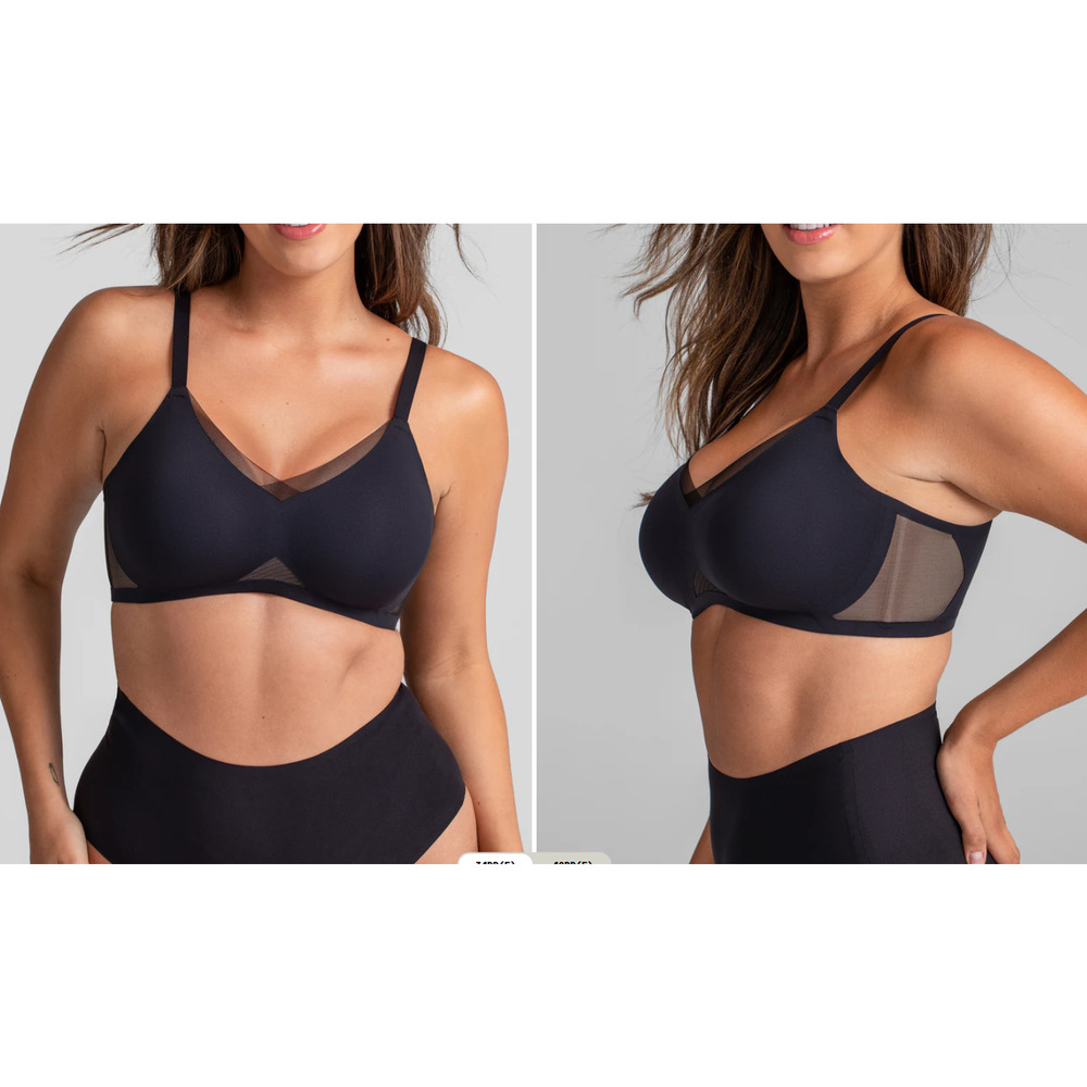Honeylove Crossover Lifting Bra Underwire Free with Mesh Trim Black Size 1X